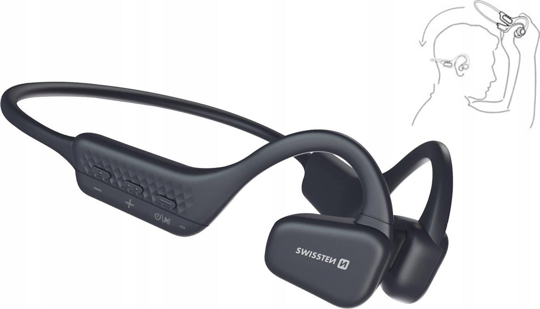 фото Навушники з мікрофоном Swissten Gym Air Conduction Black