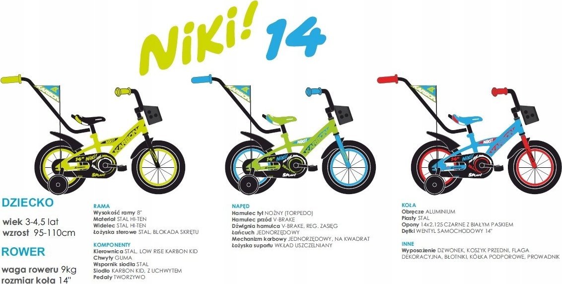 фото Дитячий двоколісний велосипед Karbon Niki 14 Lime/Black