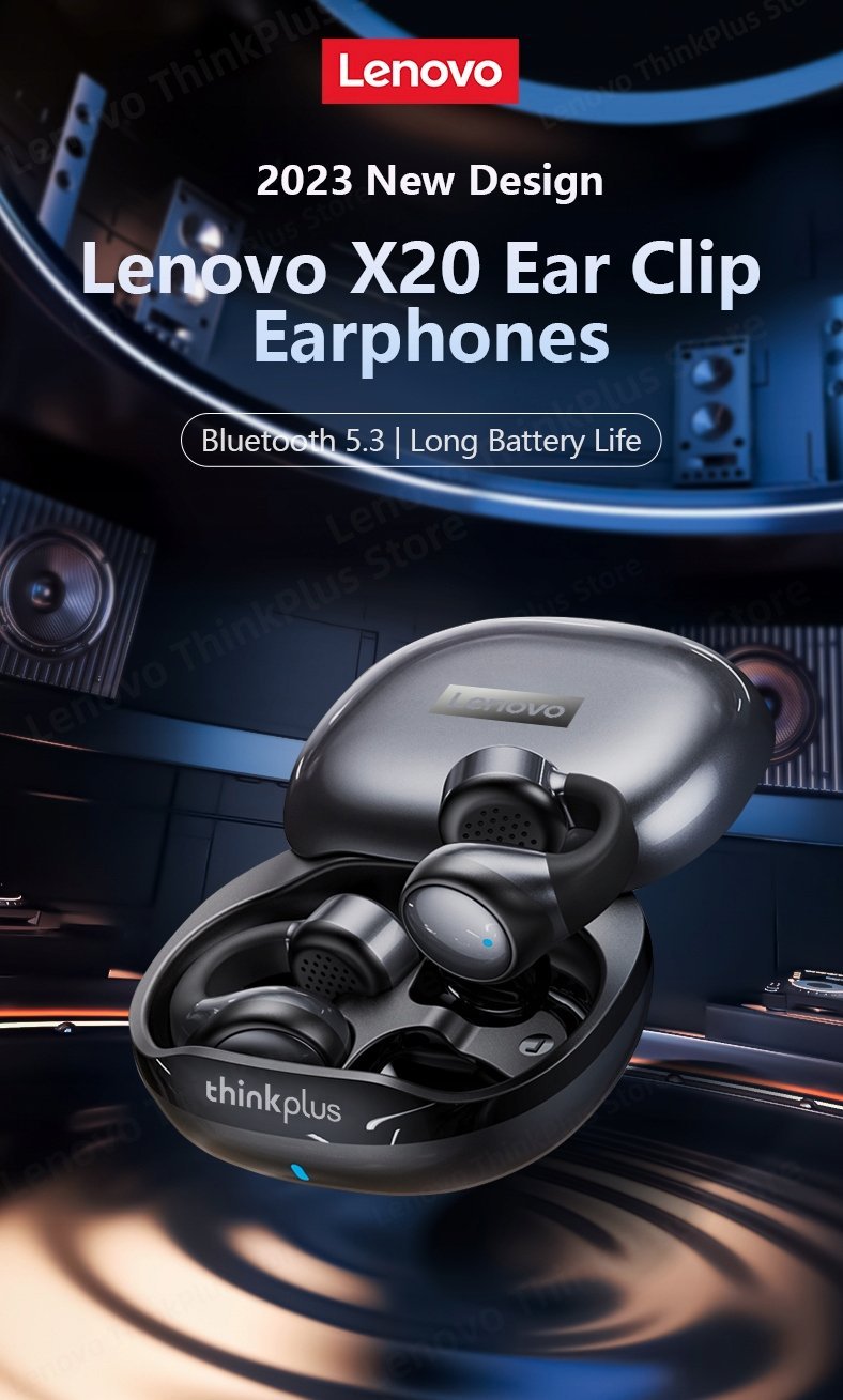фото Навушники TWS Lenovo X20 Ear Clip Black