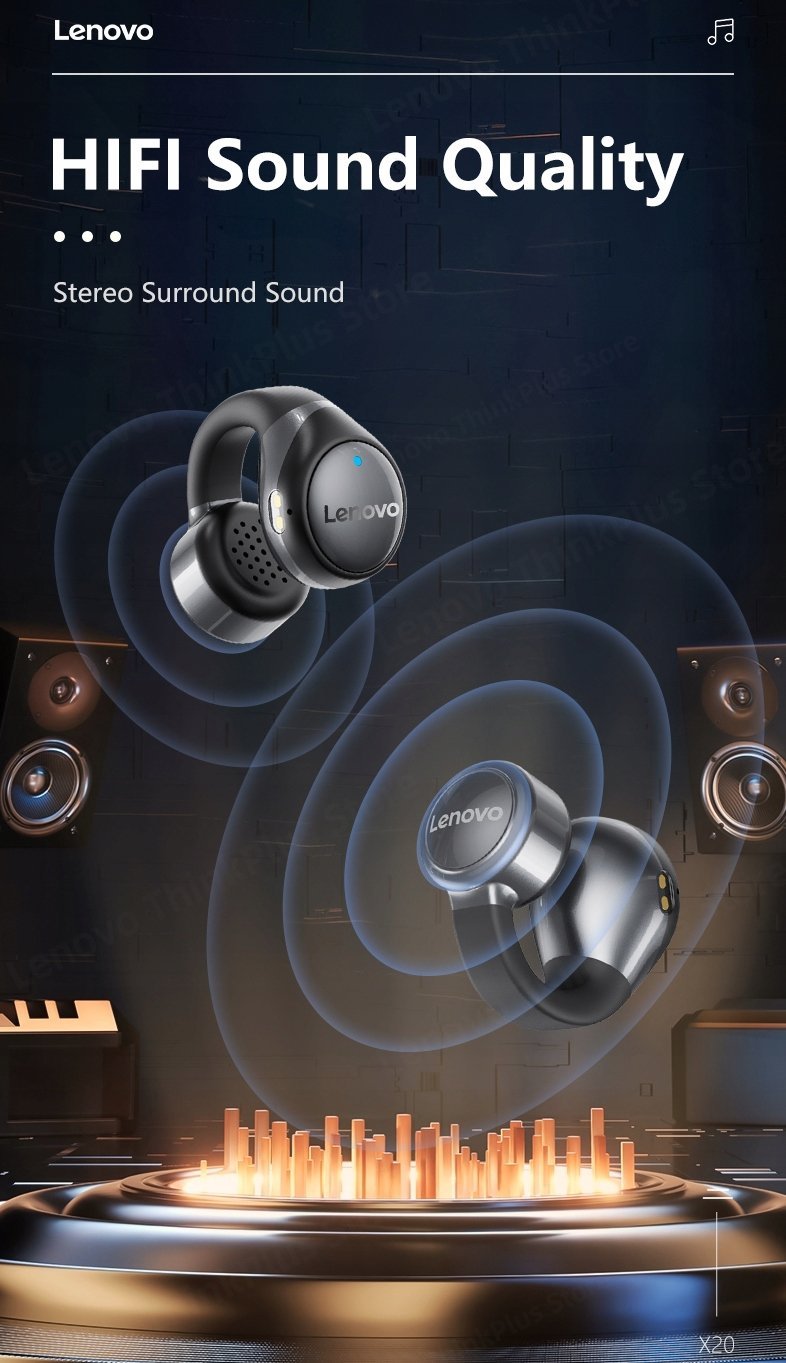 фото Навушники TWS Lenovo X20 Ear Clip Black