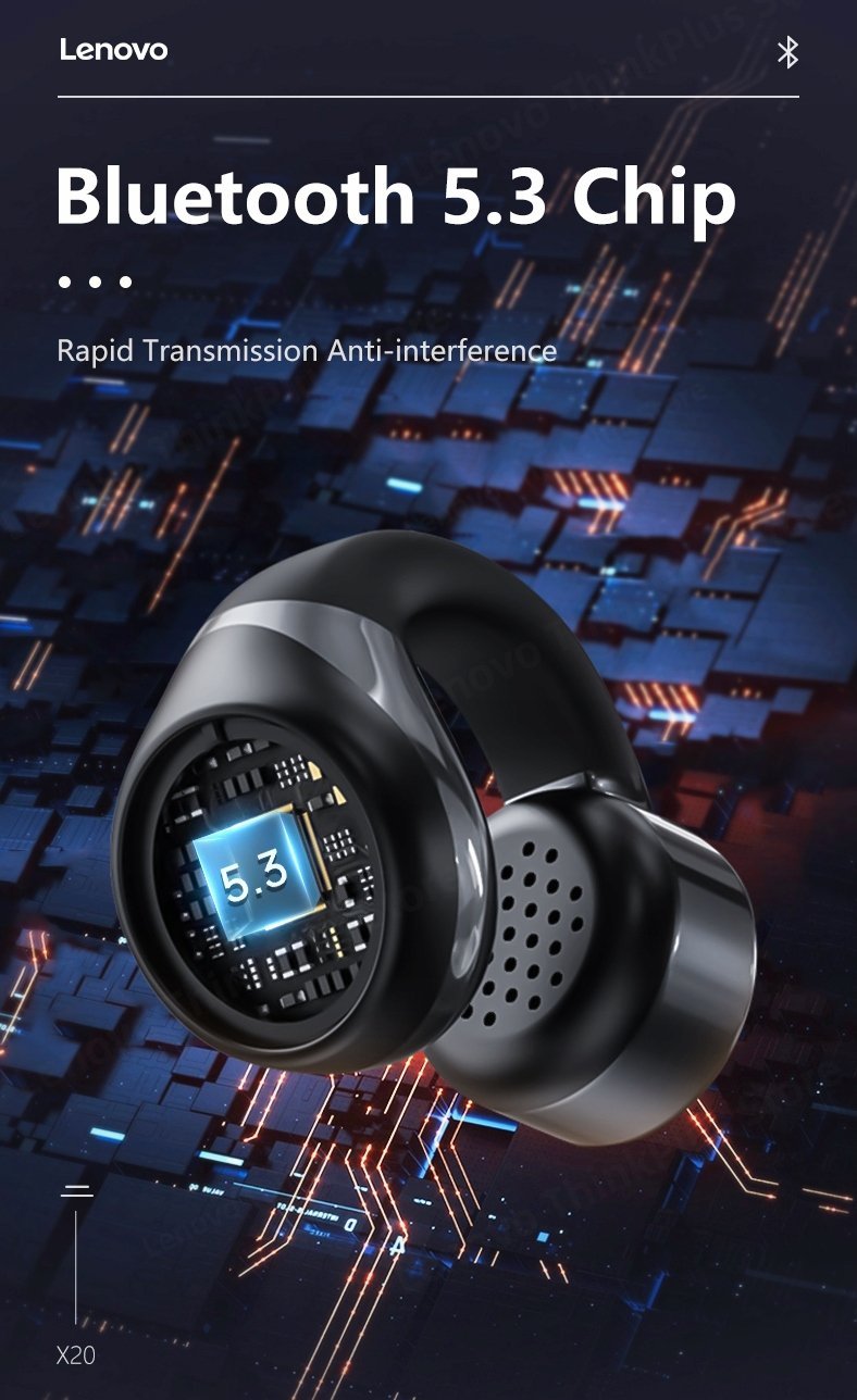 фото Навушники TWS Lenovo X20 Ear Clip Black