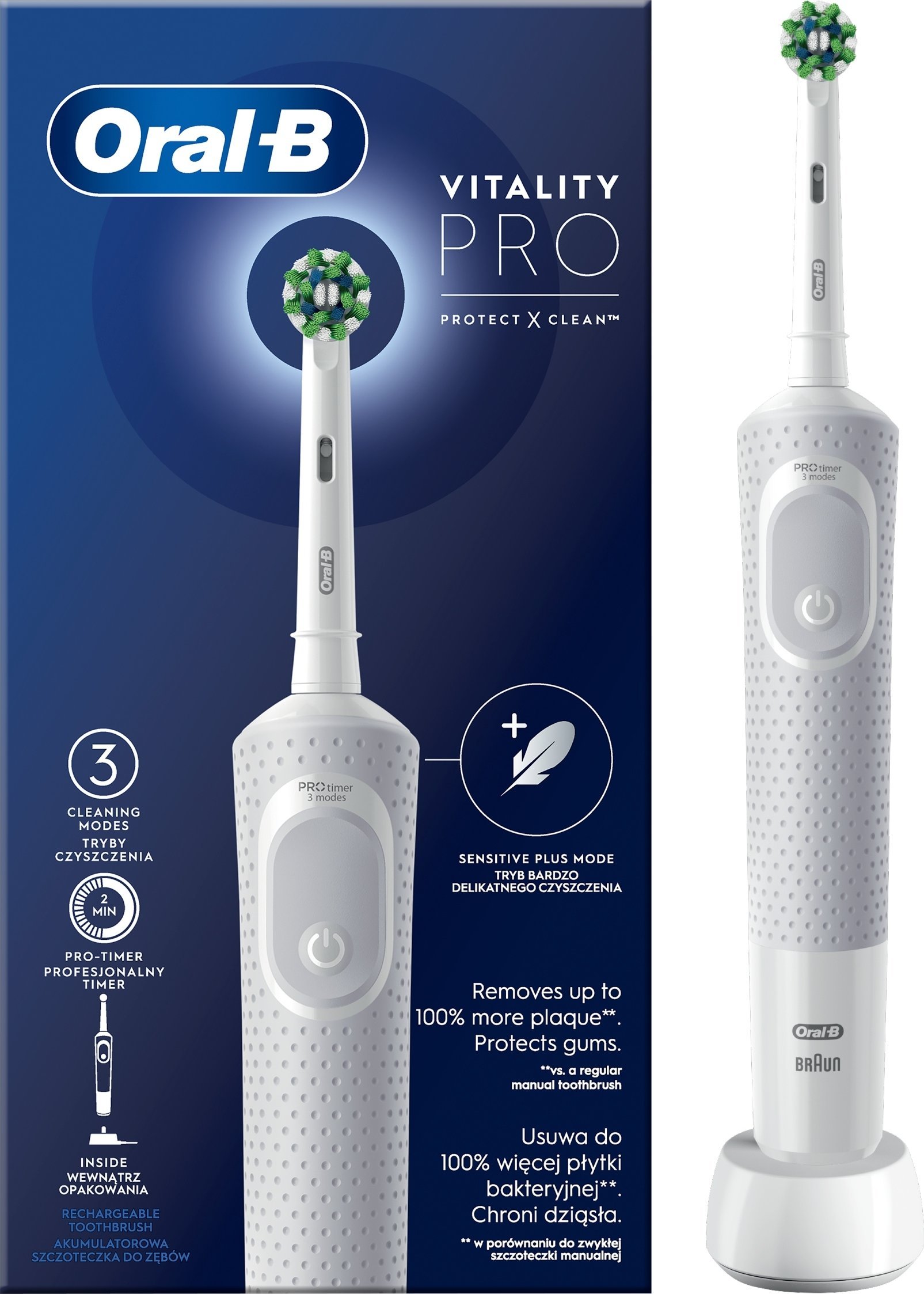фото Електрична зубна щітка Oral-B Vitality D103.413.3 PRO Protect X Clean White