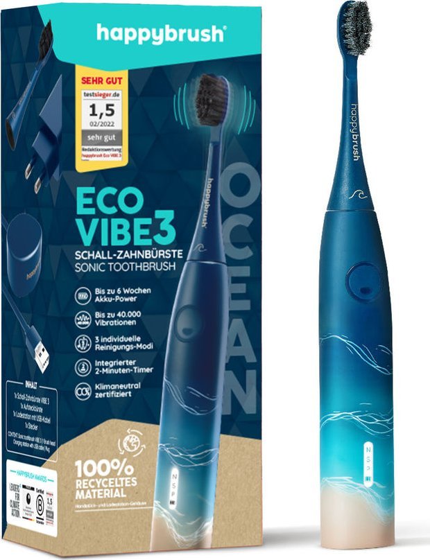 фото Електрична зубна щітка Happybrush Starter Kit Schall Eco VIBE 3 Ocean