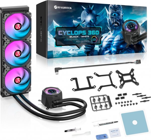 фото Водяне охолодження Raijintek Cyclops 360 Black (0R10B00228)