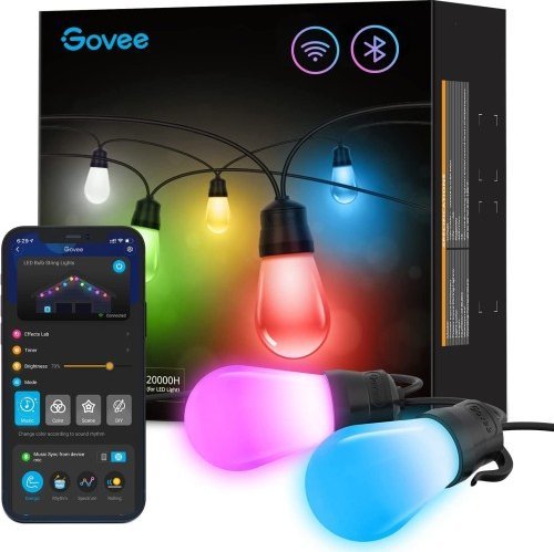 Govee Govee H7020 RGBIC Smart Outdoor String Lights | Oświetlenie LED | Zewnętrzne, RGBICWW, 2.4GHz Wi-Fi, Bluetooth