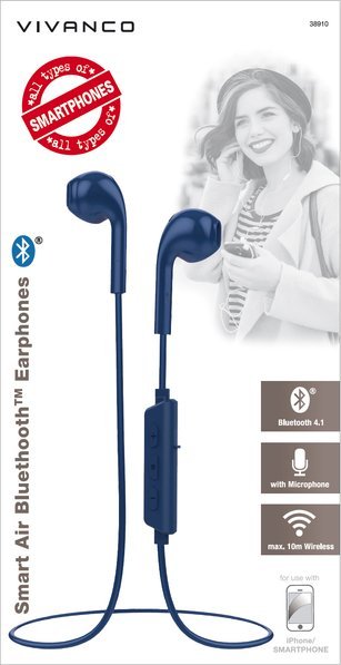 фото Навушники з мікрофоном Vivanco Smart Air 3 Blue (38910)