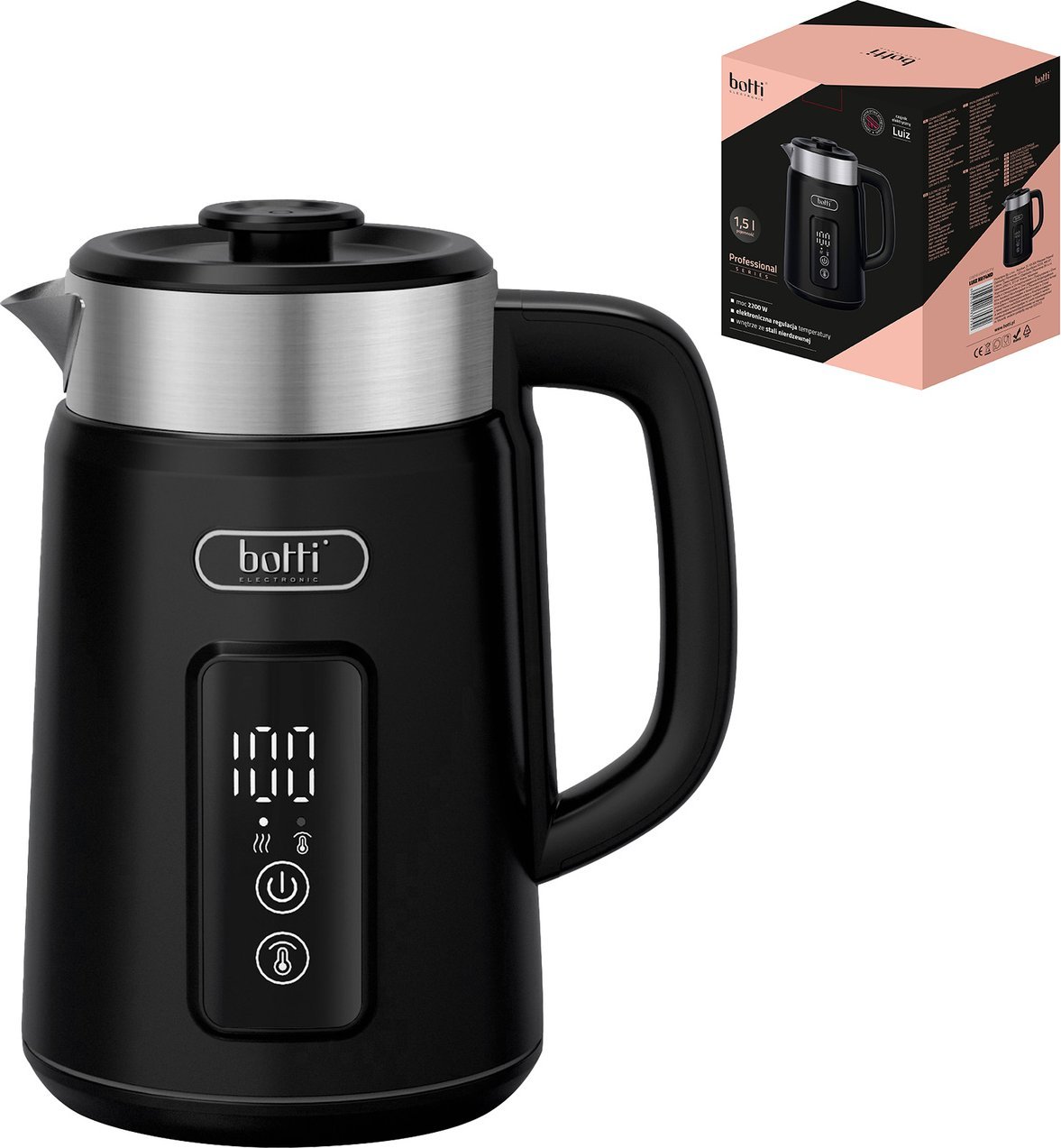фото Чайник Botti Electronic Luiz 1,5 л чорний