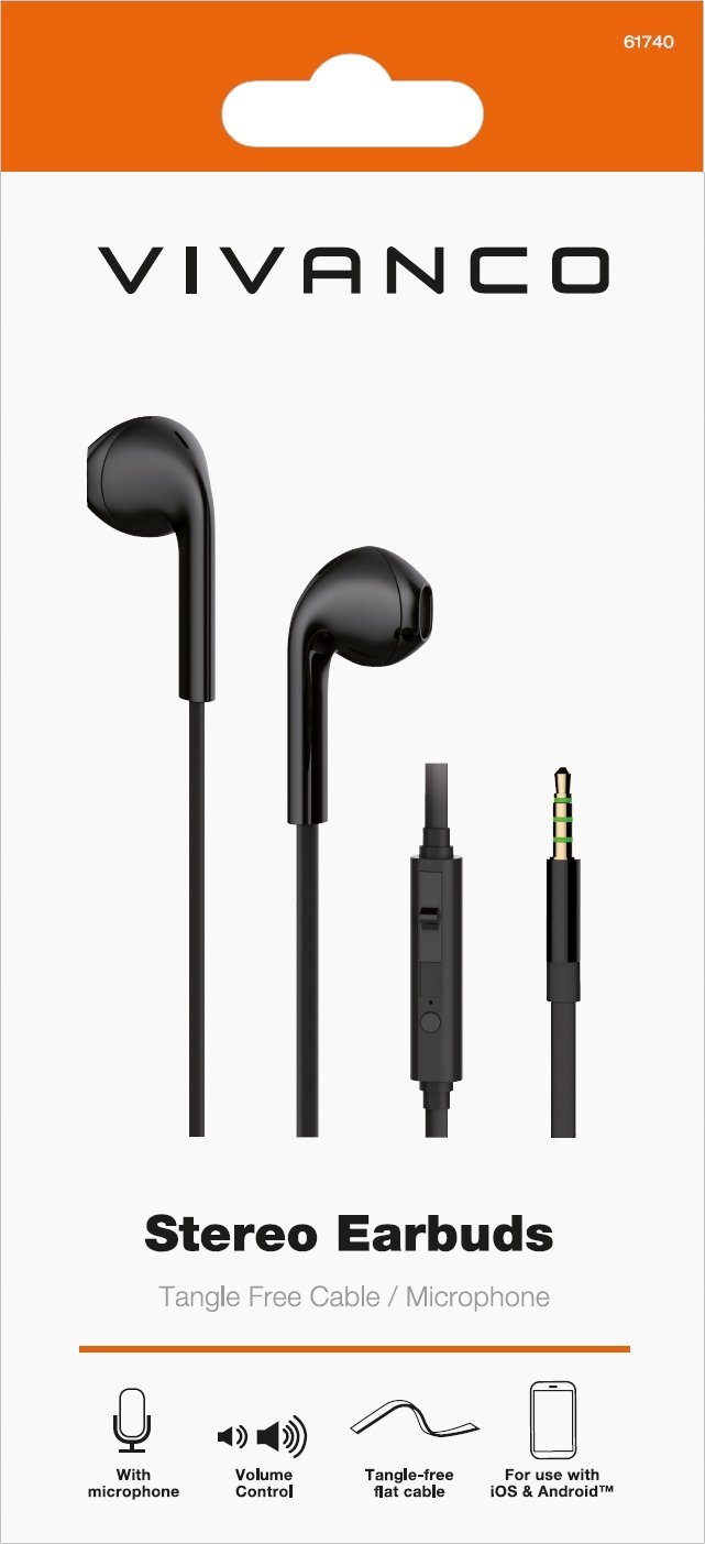 фото Навушники без мікрофону Vivanco Earbuds Black (61740)
