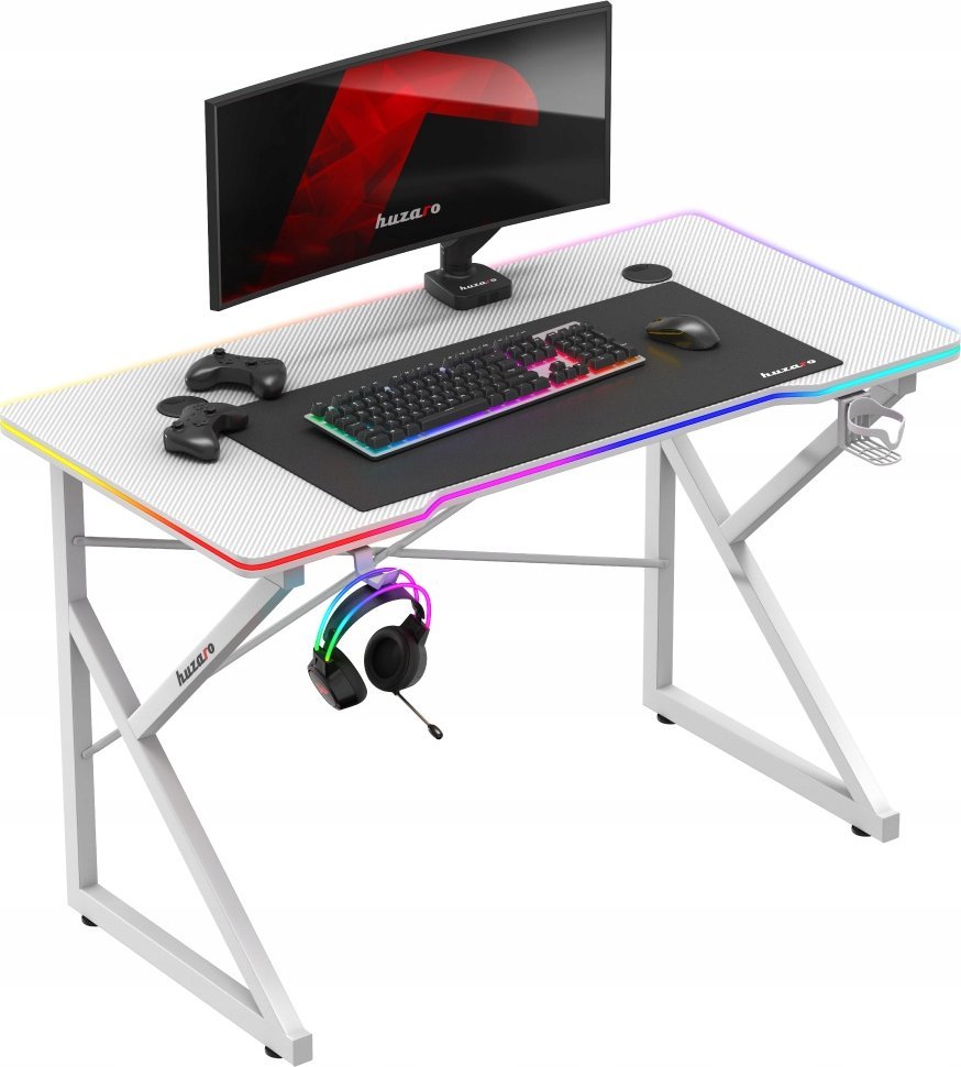 фото Геймерський ігровий стіл Huzaro Hero 1.7 RGB White