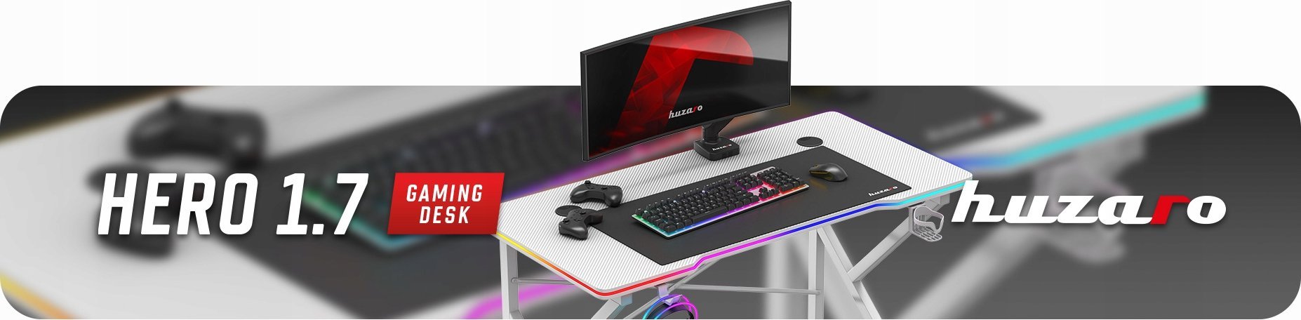 фото Геймерський ігровий стіл Huzaro Hero 1.7 RGB White