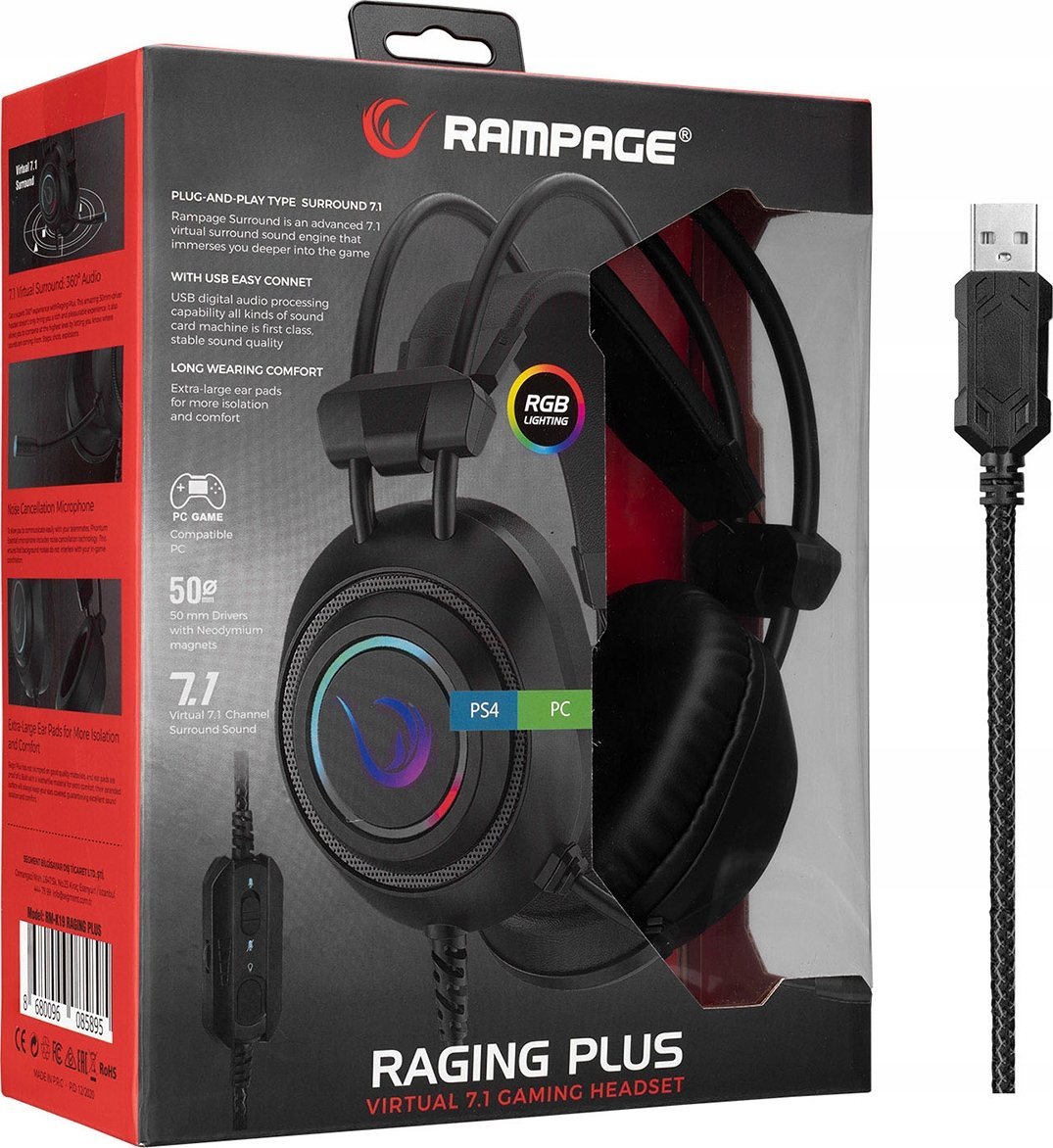 фото Навушники з мікрофоном Rampage RM-K19 Black