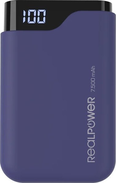 фото Зовнішній акумулятор (павербанк) Realpower PB-7500C 7.500mAh Navy Blue