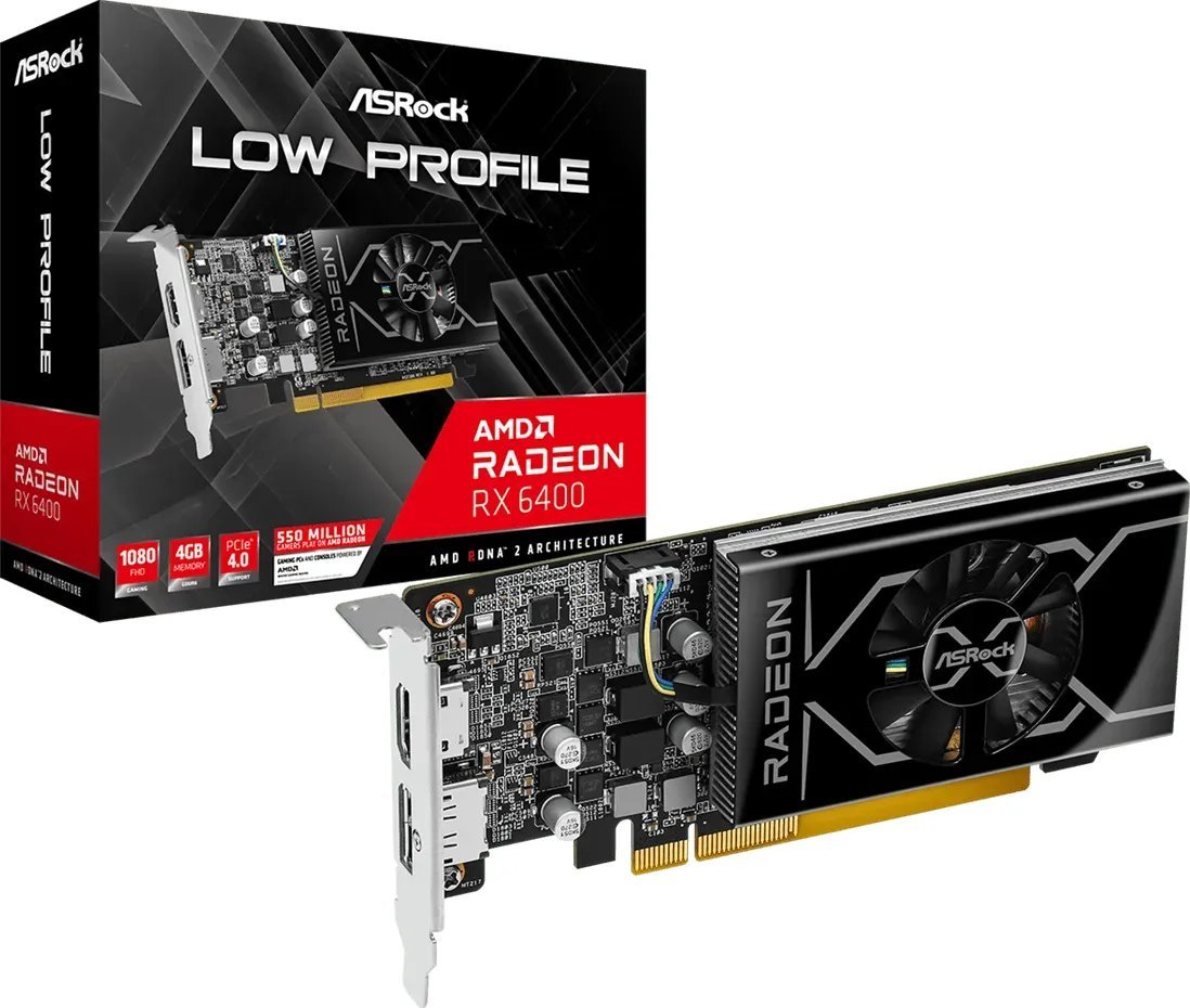 фото Відеокарта ASRock Radeon RX 6400 Low Profile 4GB GDDR6 (RX6400 LP 4G)