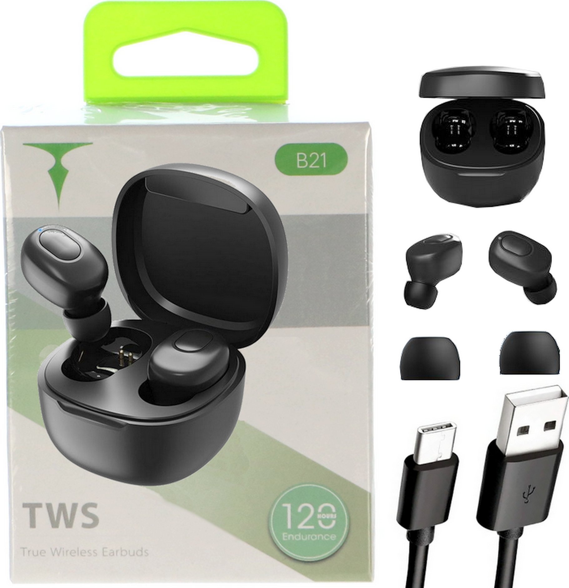 фото Навушники TWS T-Phox B21 Black
