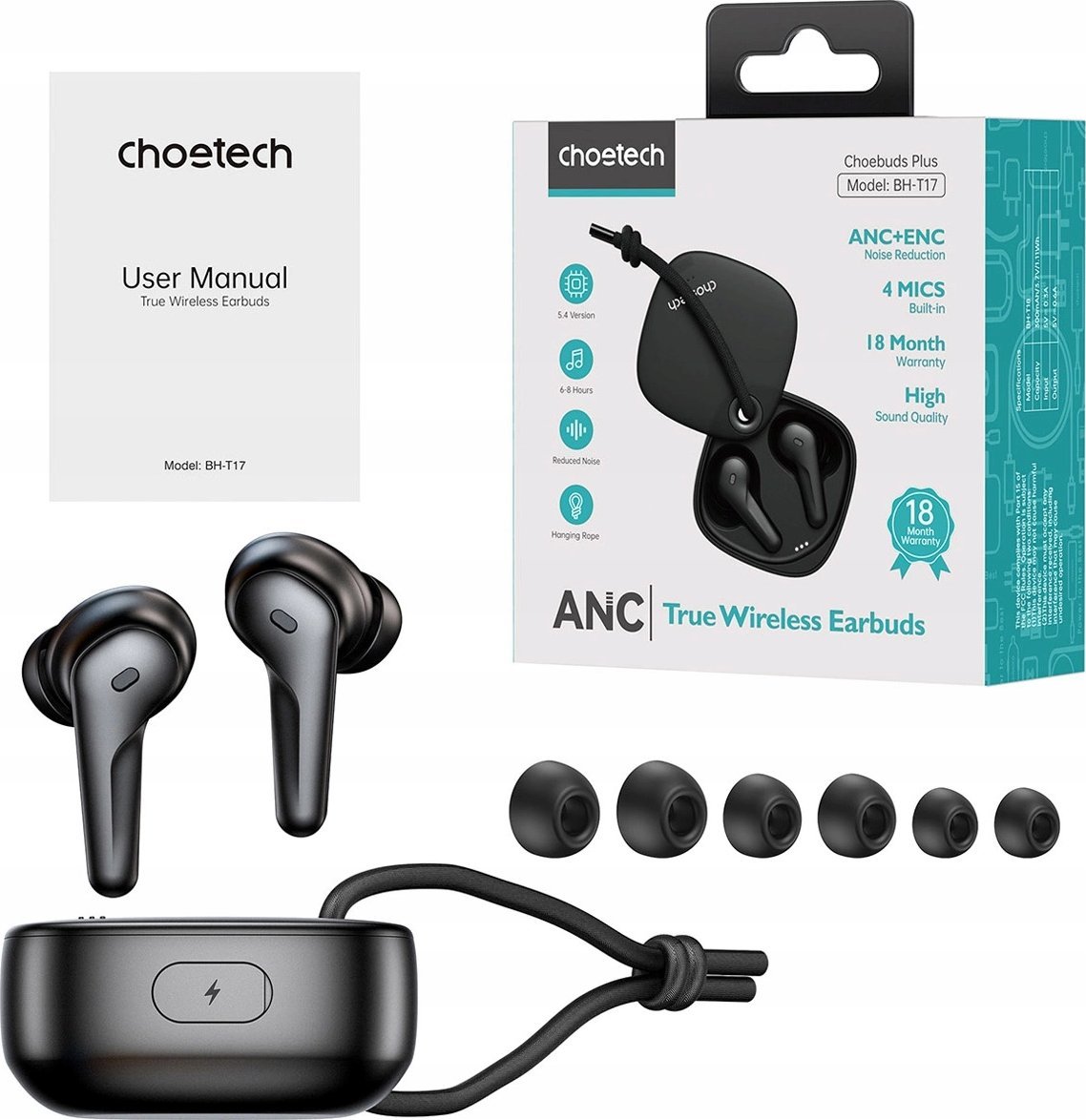 фото Навушники TWS Choetech BH-T17 Black