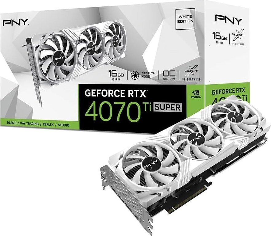 фото Відеокарта PNY GeForce RTX 4070 TI Super 16GB Verto Triple Fan OC White (VCG4070TS16TFWXPB1-O)