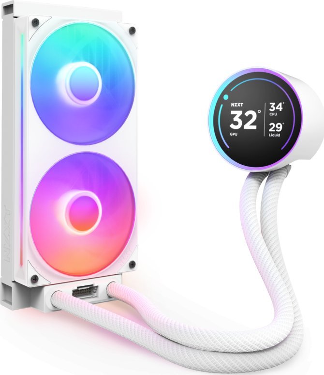 фото Водяне охолодження Nzxt Kraken Elite V2 240 RGB Wak Display White (RL-KR24E-W2)