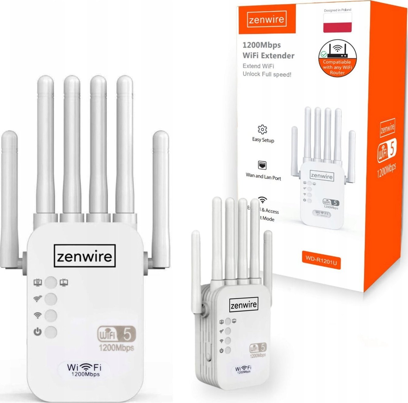 фото Повторювач Wi-Fi Zenwire WD-R1201U