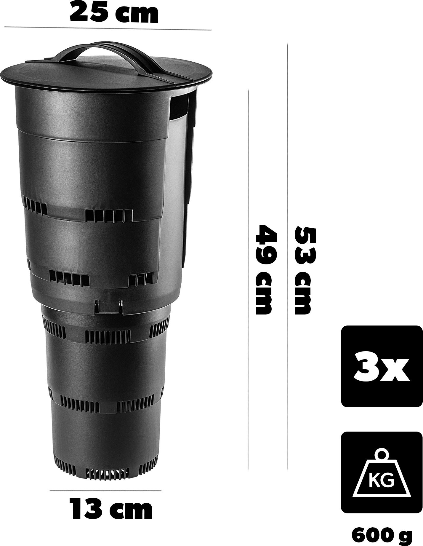 фото Компостер підземний Kadax Black 11L 3-Pieces