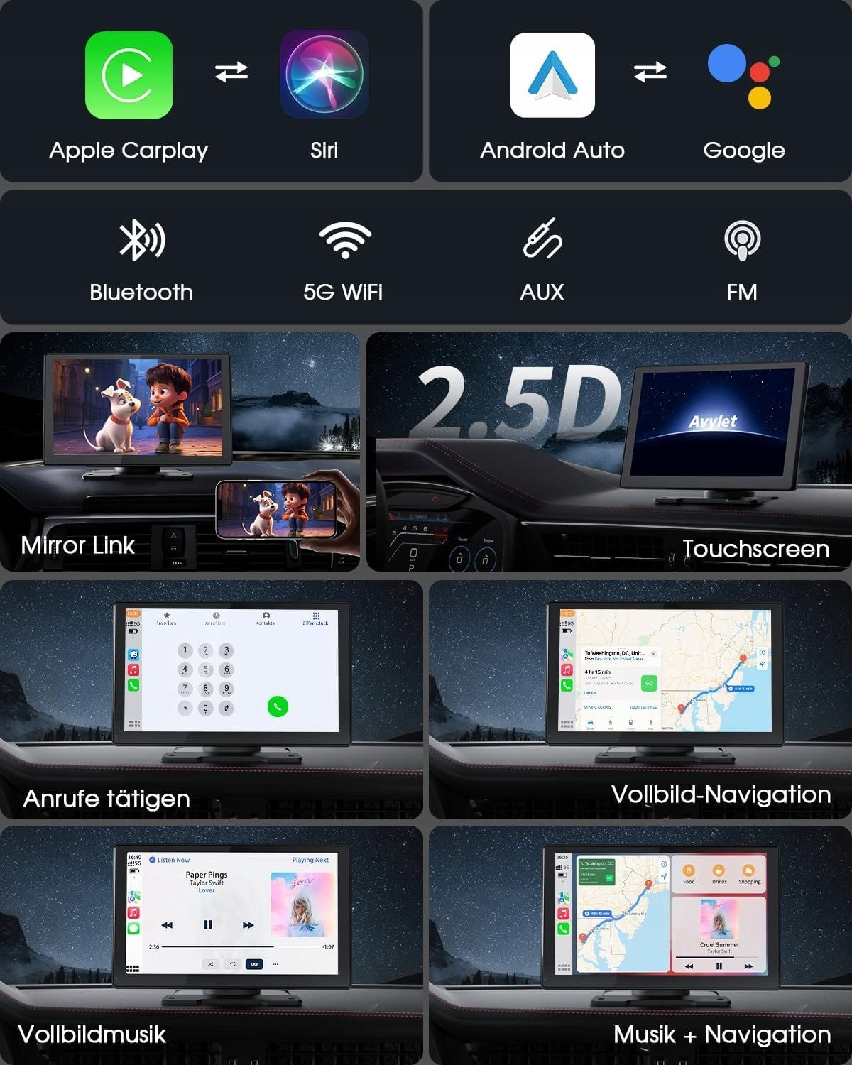 фото безпровідного автомобільного радіо Carplay