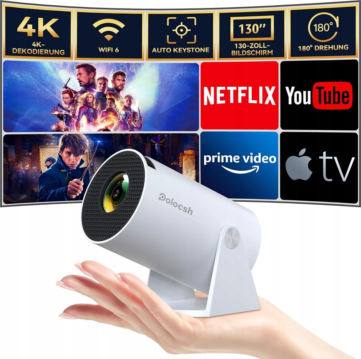 фото Мультимедійний проектор Polocsh HY300 Pro