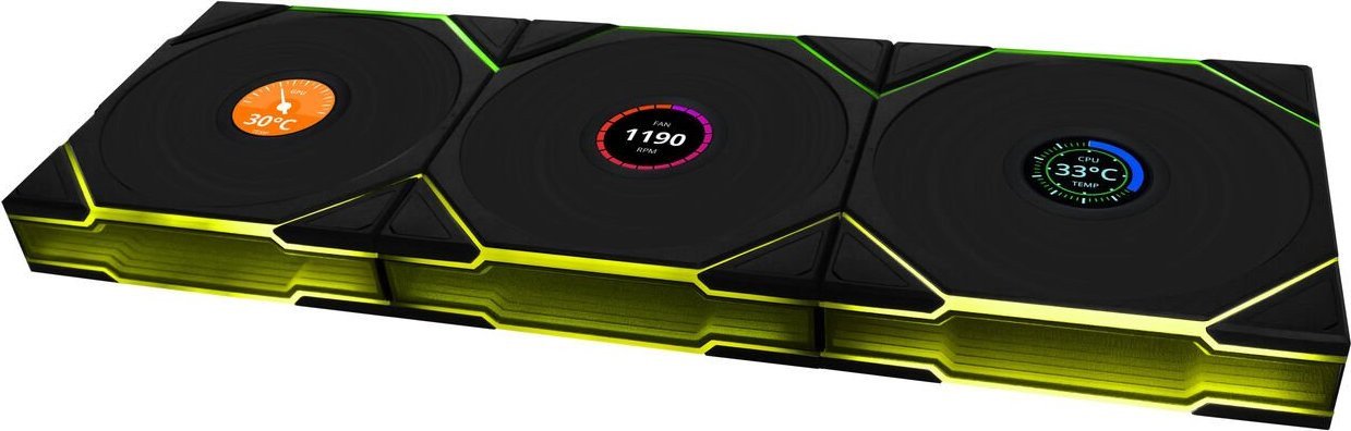 фото Вентилятор Lian Li Uni Fan TL120 LCD Wireless 3-pack Black (12RTLLCD1W3B)