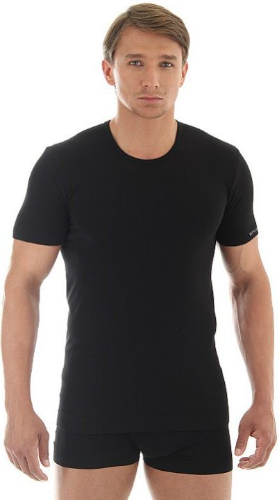 Brubeck Koszulka męska z krótkim rękawem Comfort Cotton czarna r. L (SS00990A)