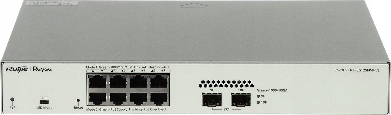 фото Комутатор керований Ruijie Reyee RG-NBS3100-8GT2SFP-P-V2