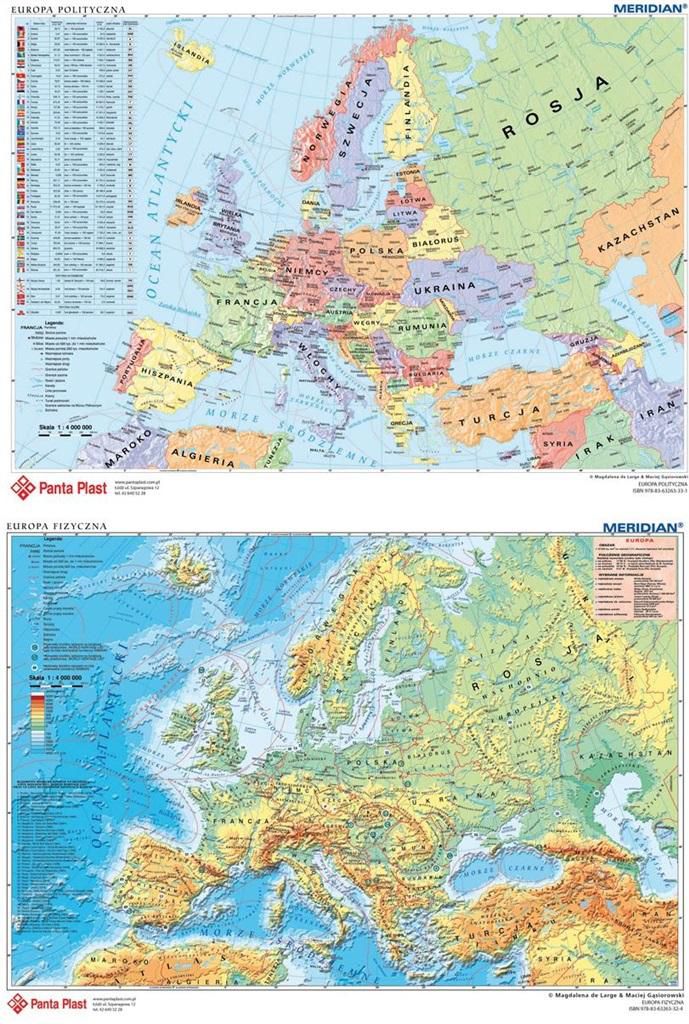 Panta Plast Podkład dwustronny z mapą Europy - 196090