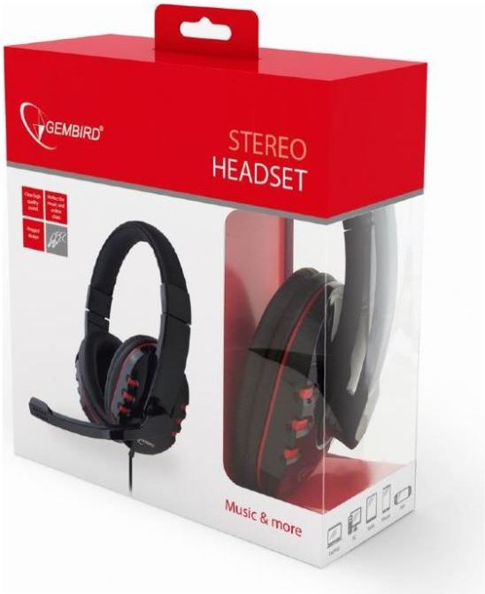 фото Навушники з мікрофоном MediaRange GHS-402 Red