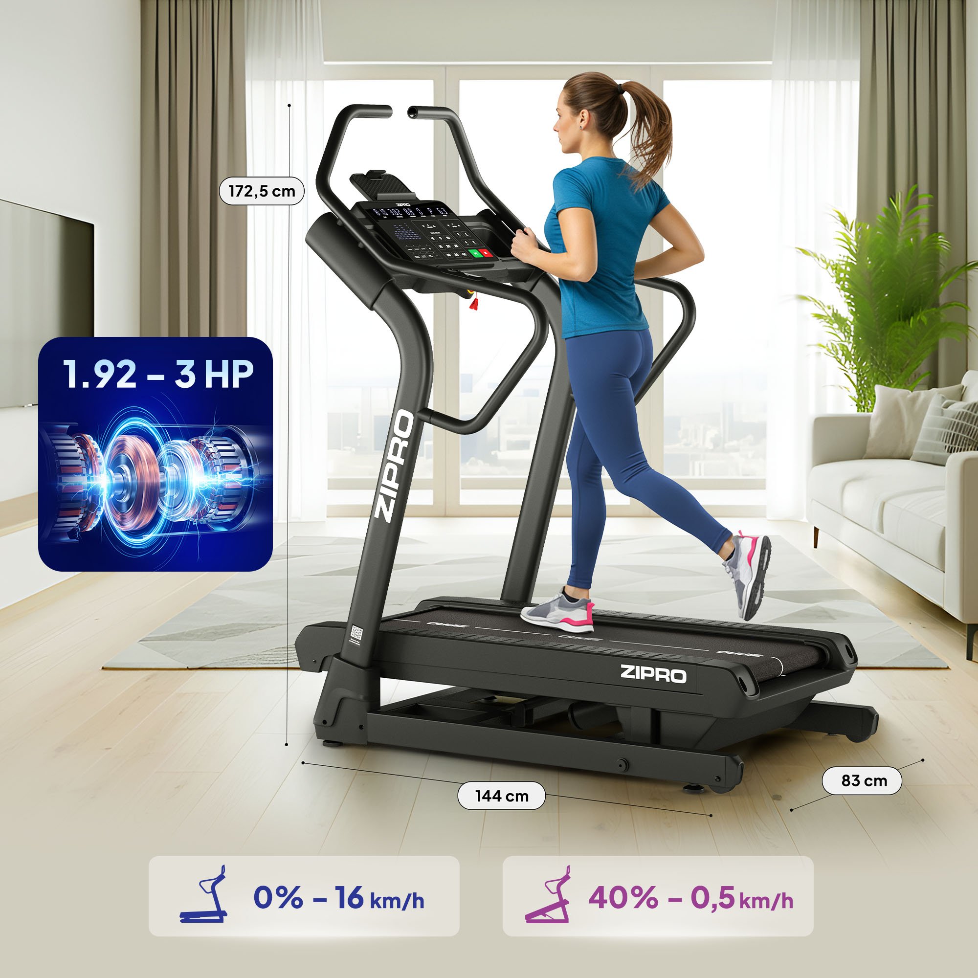 Мотор бігової доріжки Zipro Shred