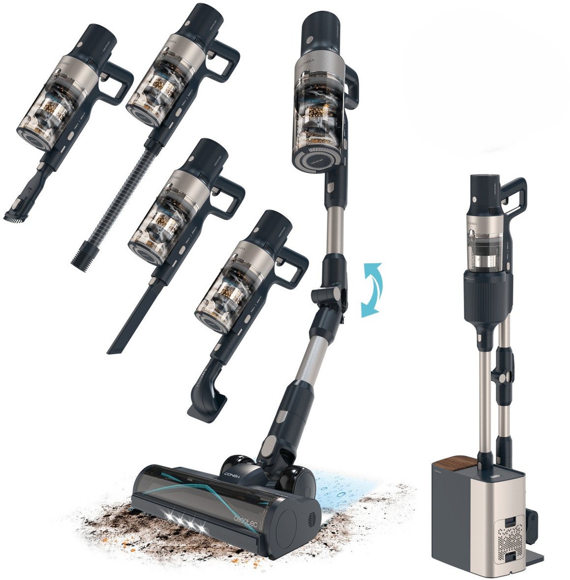 фото Вертикальный + ручной пылесос (2в1) Cecotec Conga Rockstar 5500 Hurricane Station Pet Flex