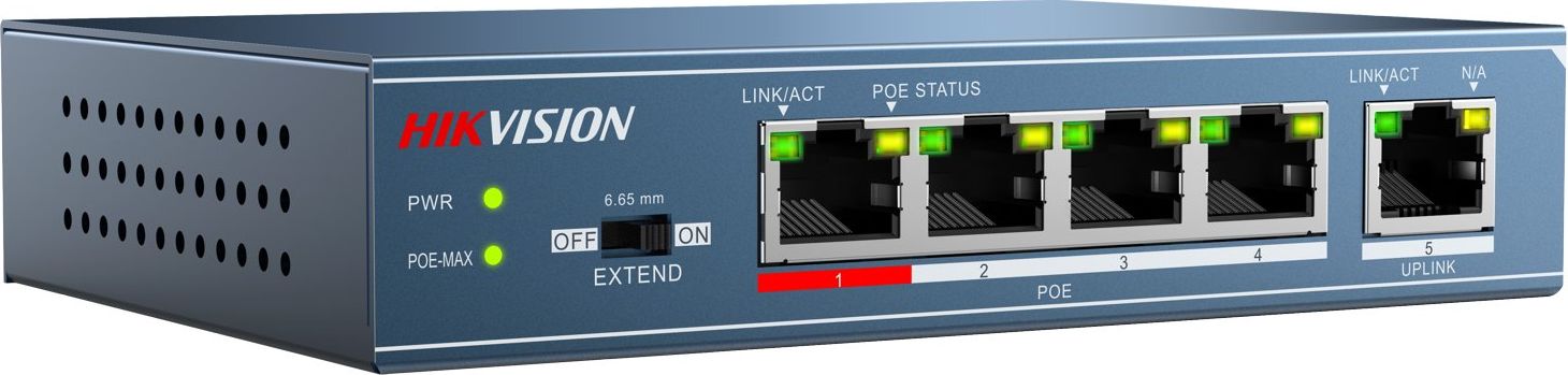 фото Комутатор некерований Hikvision DS-3E0105P-E