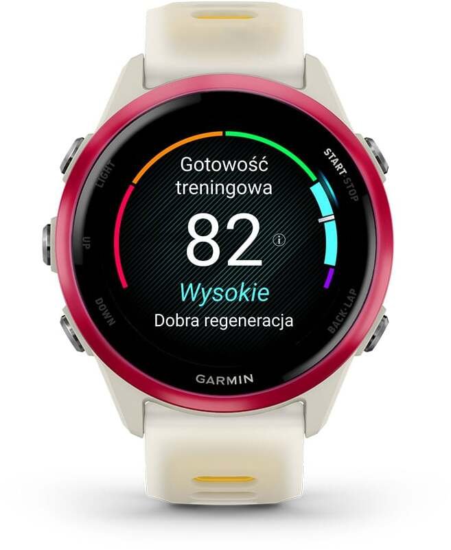 фото Смарт-годинник Garmin Forerunner 570 42mm Raspberry Aluminum w. Translucent Bone/Mango Band (010-02970-02/42)