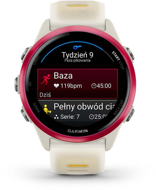 фото Смарт-годинник Garmin Forerunner 570 42mm Raspberry Aluminum w. Translucent Bone/Mango Band (010-02970-02/42)