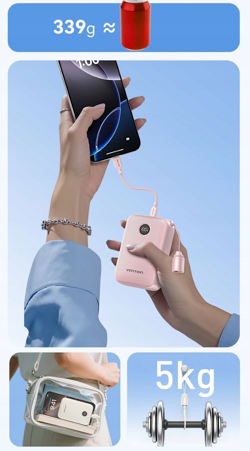 фото Зовнішній акумулятор (павербанк) Vention 20000mAh Blue (FKBL0-C)