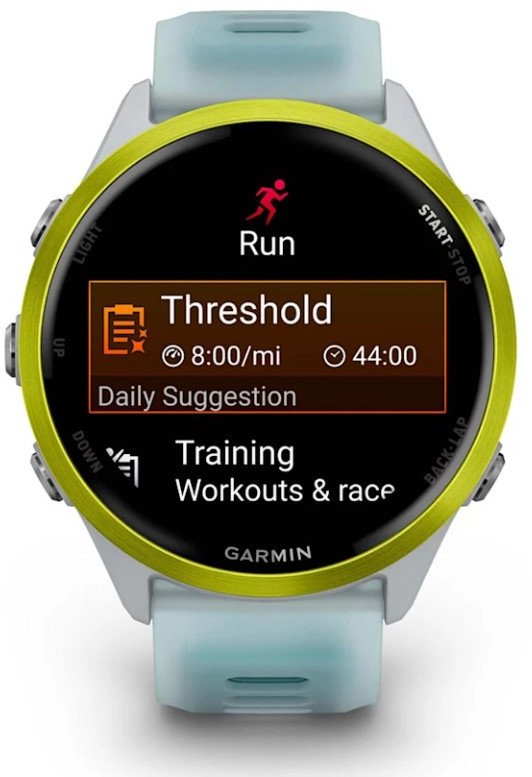 фото Смарт-годинник Garmin Forerunner 570 47mm Amp Yellow Aluminum w. Translucent Whitestone/Turquoise Band (010-02971-01)