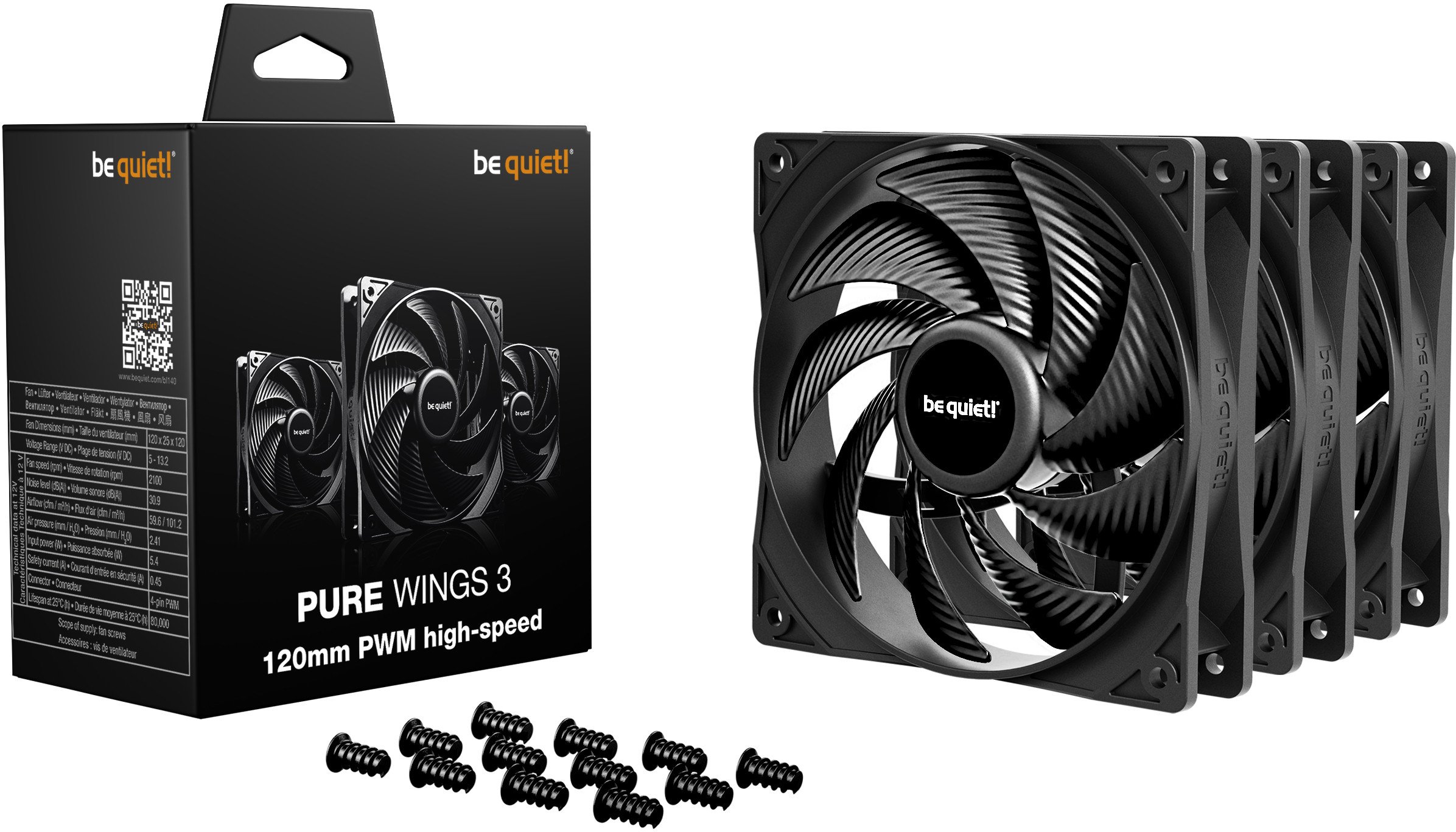 фото Вентилятор Be Quiet! Pure Wings 3 120mm PWM High-Speed 3-Pack Black (BL140)