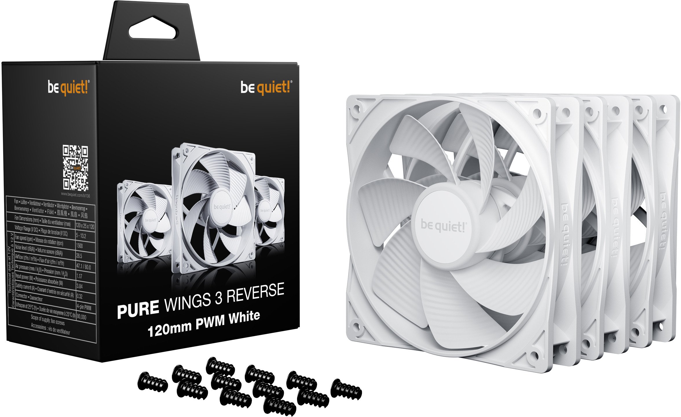 фото Вентилятор Be Quiet! Pure Wings 3 120mm PWM Reverse 3-Pack White (BL136)