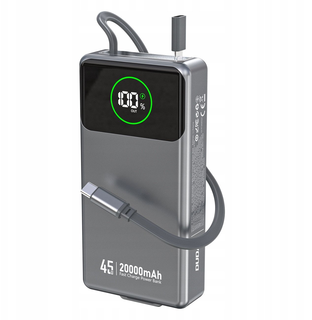 фото Зовнішній акумулятор (павербанк) Dudao K31 Pro 45W 20000mAh Grey