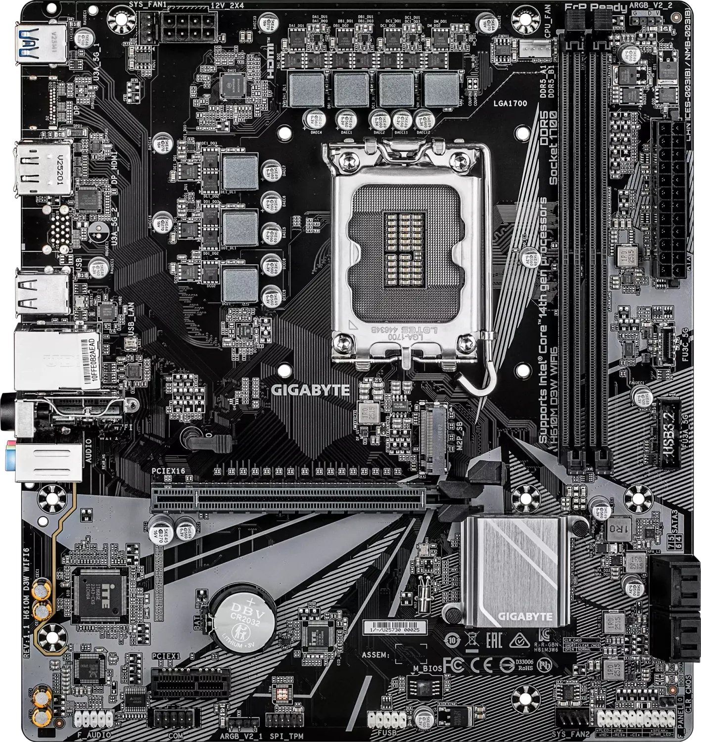фото Материнская плата Gigabyte H610M D3W WIFI6 — компактная micro ATX с поддержкой LGA1700 и Wi‑Fi 6