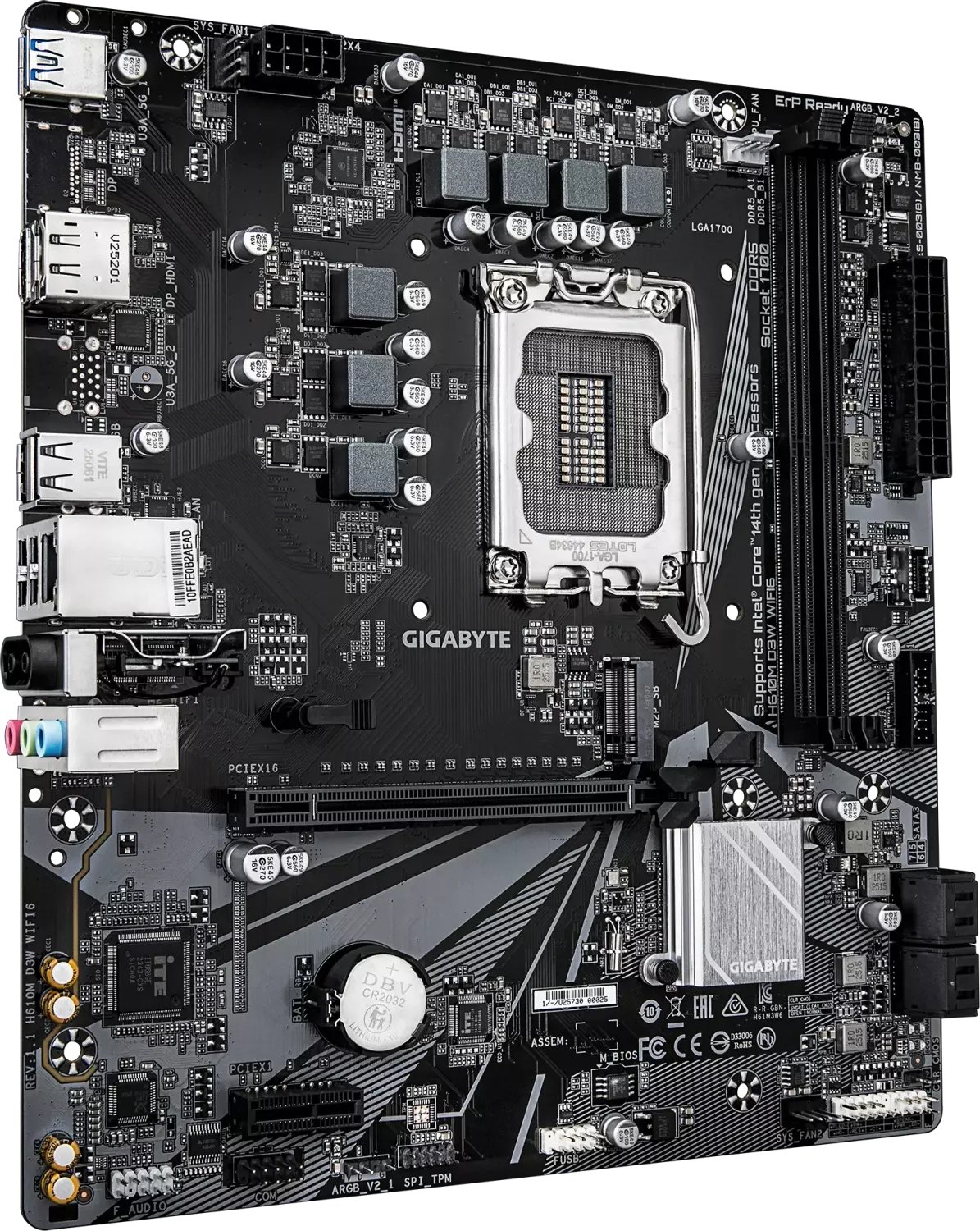 фото Материнская плата Gigabyte H610M D3W WIFI6 — компактная micro ATX с поддержкой LGA1700 и Wi‑Fi 6