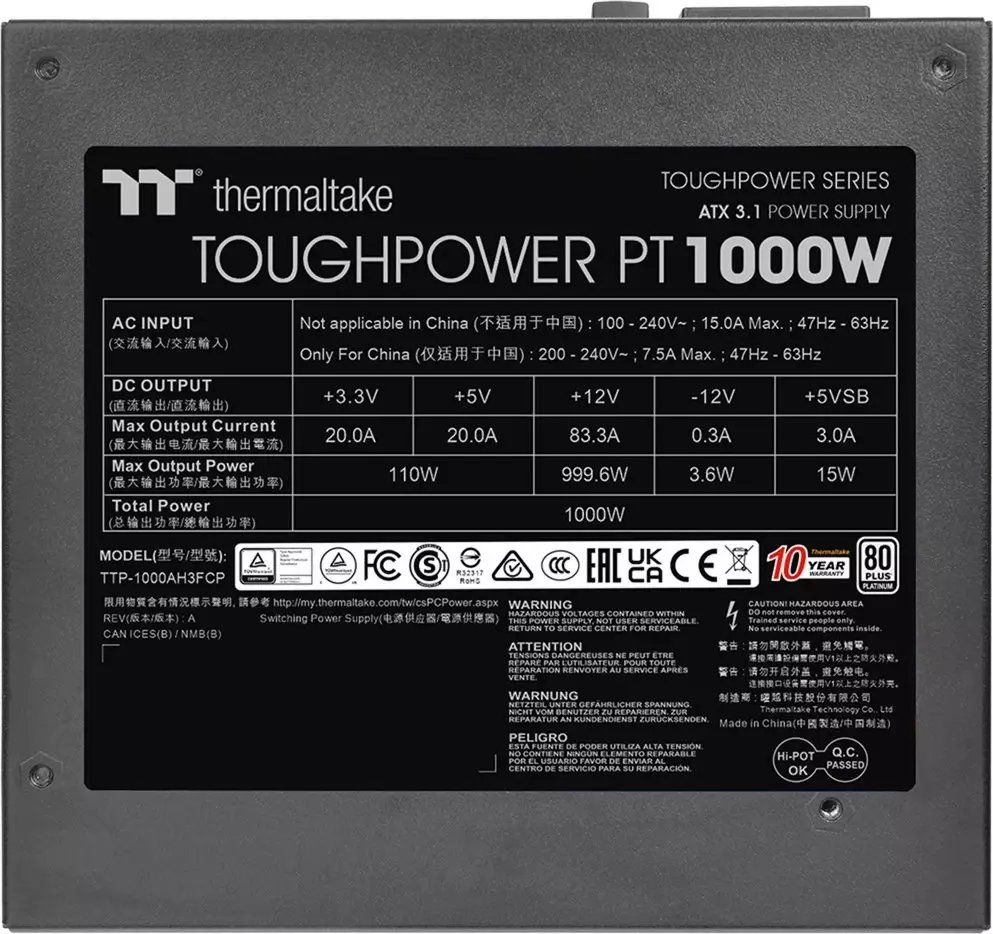 фото Блок живлення Thermaltake Toughpower PT 1000W (PS-TPP-1000FNFAPE-1)