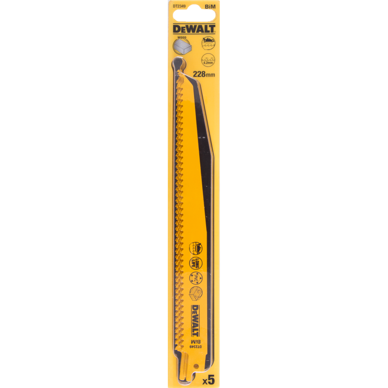 Dewalt Brzeszczoty do pilarek szablowych BIM 228mm podz. 3,6-5,1mm 5szt. DT2349