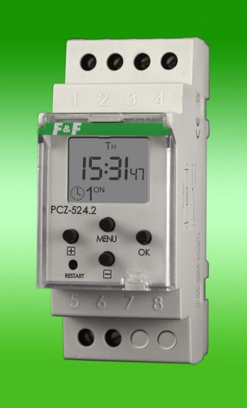 F&F Zegar sterujący 16A astronomiczny jednokanałowy 24-264V AC/DC PCZ-524