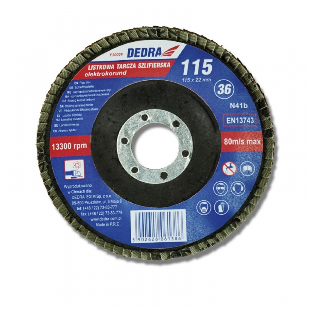 Dedra Listkowa tarcza szlifierska 115x22mm granulacja 120 - F20120