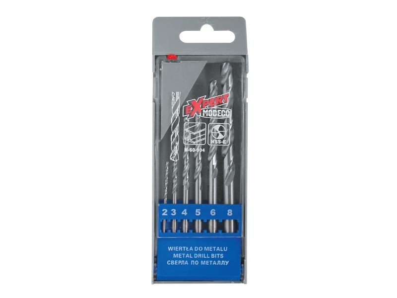 Wiertło Modeco do metalu HSS walcowe 2 4 5 3 6 8mm zestaw (MN-60-904)