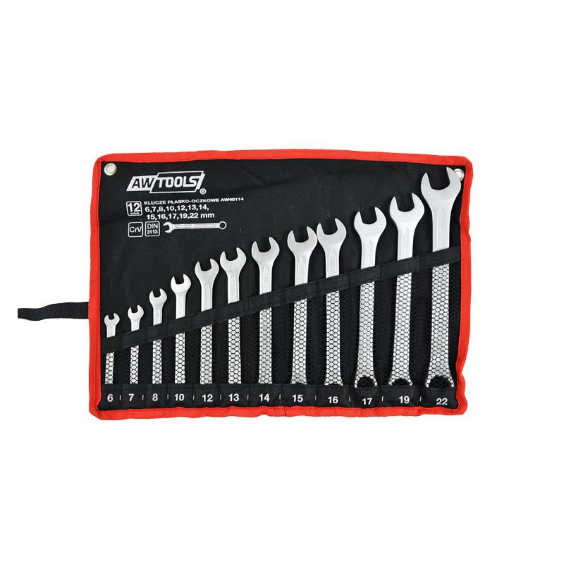 AWTools Zestaw kluczy płasko-oczkowych 6-22mm 12szt. (AW40114)