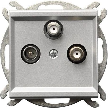 Ospel Gniazdo antenowe Sonata RTV-SAT-SAT srebrny mat (GPA-R2S/m/38)