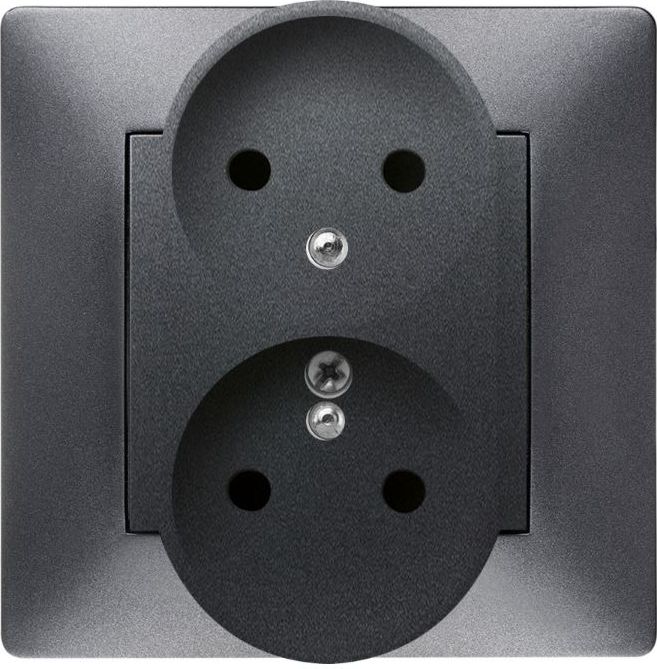 Elektro-Plast Gniazdo podwójne Volante z/u 16A 230V modułowe grafitowe (2643-08)